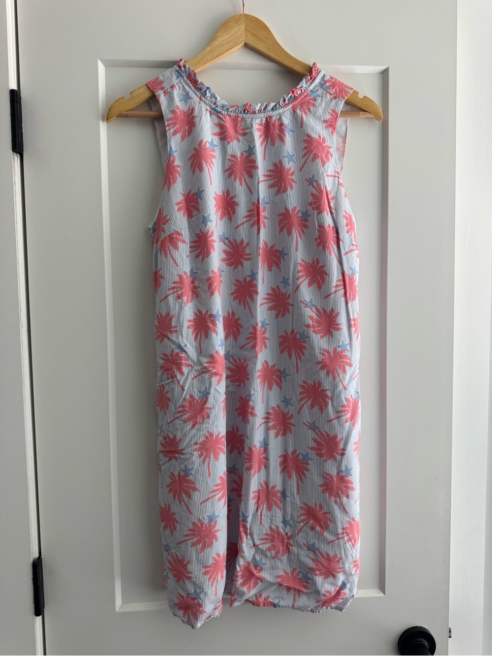 Crown & Ivy Dress 100% Cotton Lining Beach Pool Sophisticate Palm Trees Striped